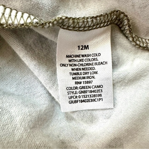 ⭐️ 5 for $25 Garanimals Cotton Camo Print Long Sleeve Baby Onesie 12 Months - Picture 4 of 6